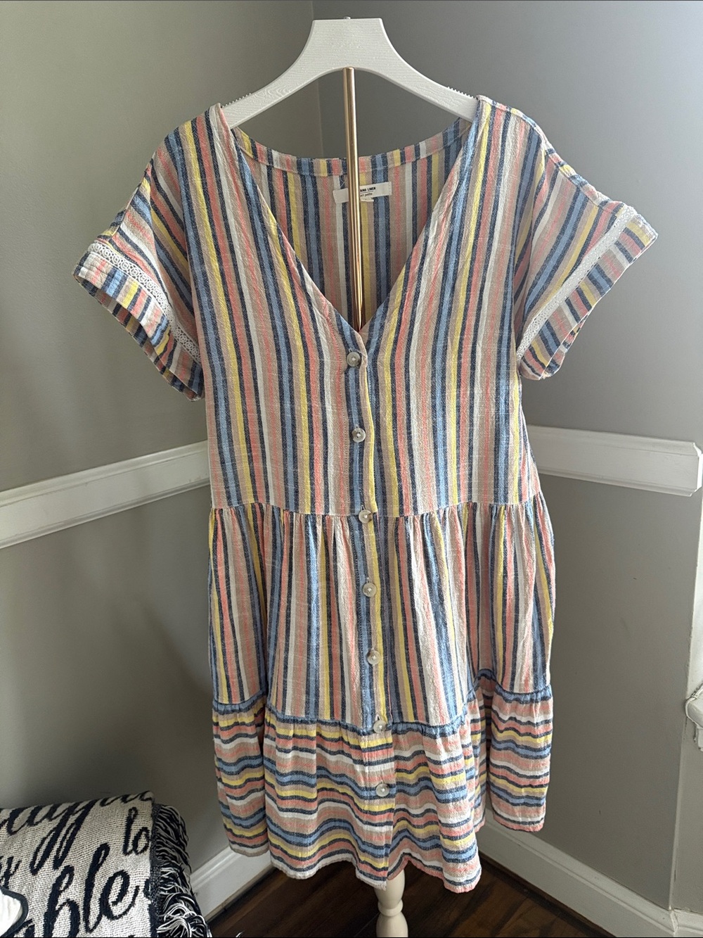 next Pastel Multi-Stripe Button-Front Dress